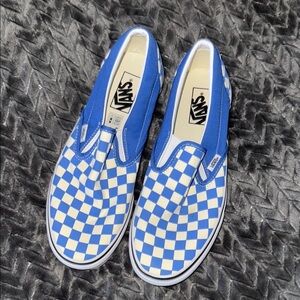 Vans Blue Checkered Slip-On Shoes